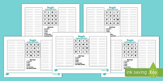 English Boggle Worksheet Primary Vocabulary Resources