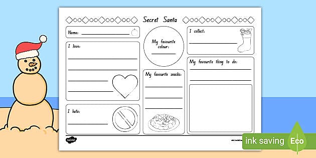 Secret Santa | Information Planning Template (Teacher Made)