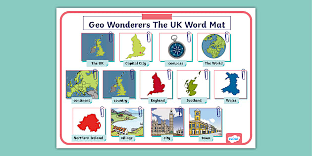 Geo Wonderers KS1 The UK Pictorial Word Mat Lesson One