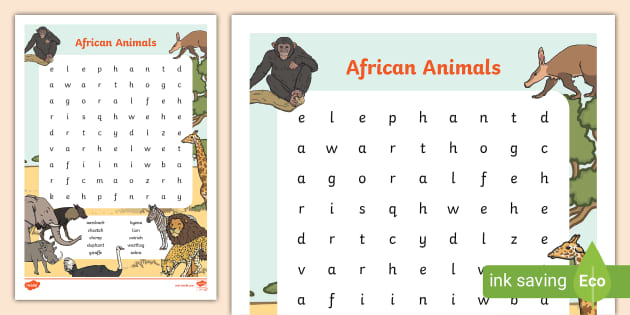 African Animals Word Search (teacher made) - Twinkl