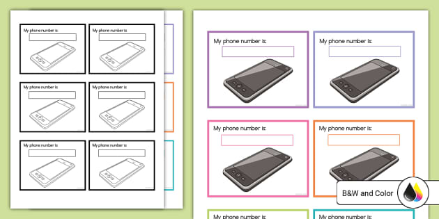 My Phone Number Wallet Cards (teacher made) - Twinkl