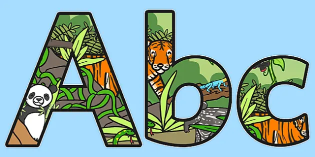 free ks1 jungle themed a4 display lettering primary resources fun
