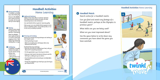 Move PE Year 5 Handball: Home Learning Tasks - Twinkl