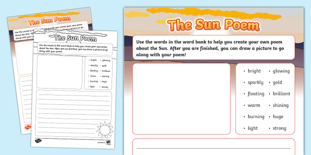 The Sun Poem Writing Template (teacher made) - Twinkl