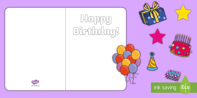Design Your Own Birthday Cards - Black and White Printable