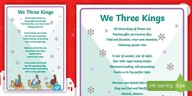 We Three Kings Christmas Carol Words Song Lyrics Twinkl