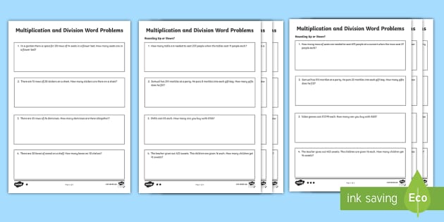 Multiplication and Division Word Problems | Maths Resource