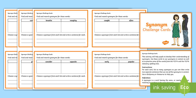 fangst konvergens mundstykke KS2 Synonym Task Challenge Cards (Teacher-Made) - Twinkl