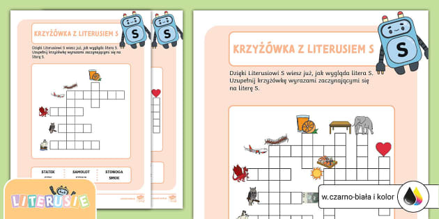 Krzyżówka Z Literusiem S | Piszemy Wyrazy Na Literę S