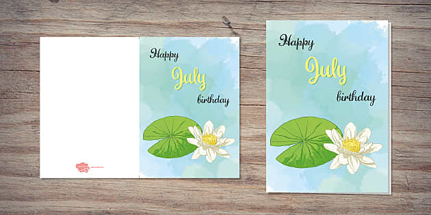 July Water Lily Birthday Card Twinkl Party Teacher Made