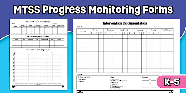MTSS Progress Monitoring Forms for K-5th Grade