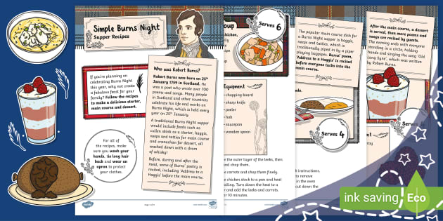 Simple Burns Night Supper Recipes (Ages 5 - 7) - Twinkl