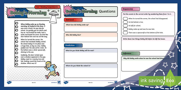 year 1 comprehension homework