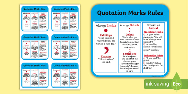 Quotation Marks Rules Flashcards (teacher Made) - Twinkl