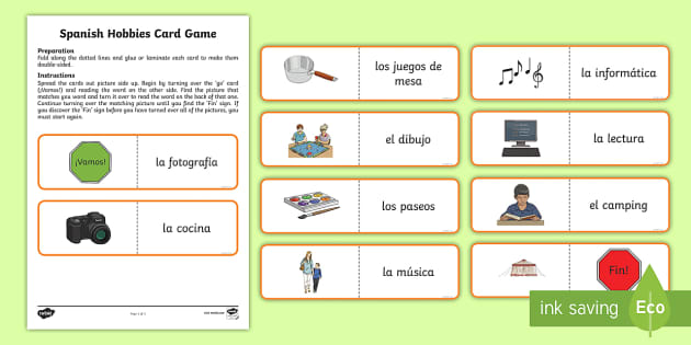 Favourite Hobbies Card Game Spanish (teacher made) - Twinkl