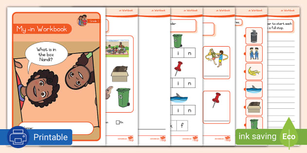 Grade 1 Phonics: -in Workbook (Teacher-Made) - Twinkl