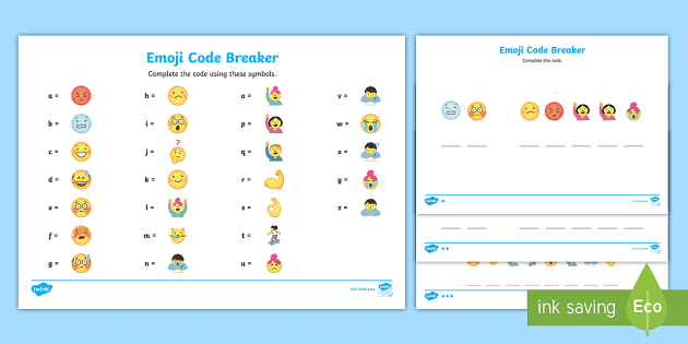 emoji secret code breaker worksheet nz primary resource