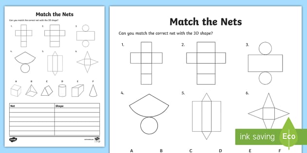 Nets Of 3D Shapes Worksheet | 3D Shapes | Twinkl - Twinkl
