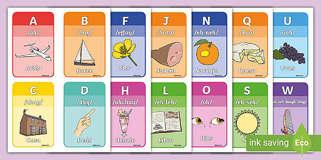Free Printable Spanish Flashcards Spanish Alphabet
