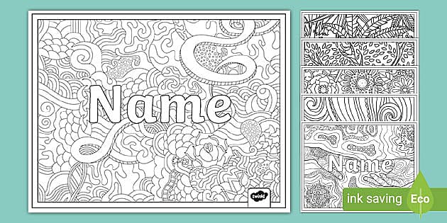 Name Coloring Page, Personal Mindfulness