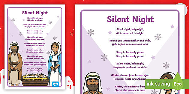 Silent Night Christmas Carol Lyrics Poster (Teacher-Made)