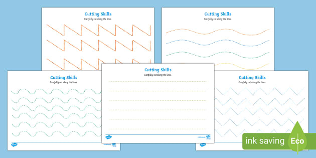 👉 Cutting Skills Worksheet / Worksheets(Colour Lines)