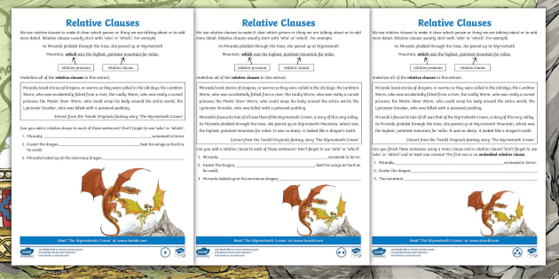 Relative Clauses Differentiated Worksheet (teacher made)