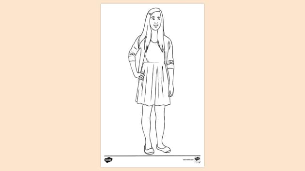 Girl Standing Coloring Page Of Girl Isolated On White Background Outline Sketch  Drawing Vector, Wing Drawing, Girl Drawing, Ring Drawing PNG and Vector  with Transparent Background for Free Download