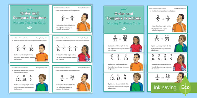 compare and order fractions year 6 problem solving