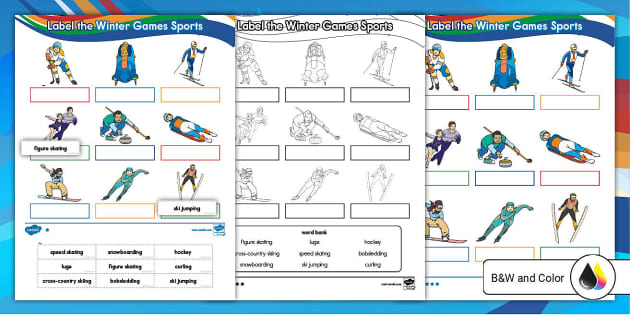 Winter Games Labeling Activity For Kids