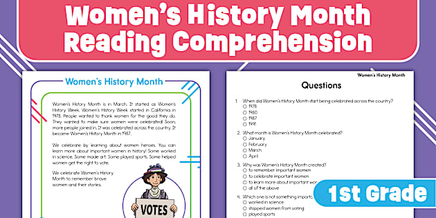Women’s History Month Reading Comprehension Worksheet