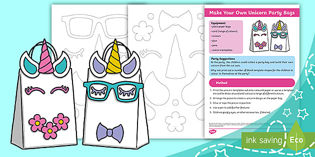 DIY Unicorn Favor Bags Instant Download Rainbow Unicorn Party - Etsy