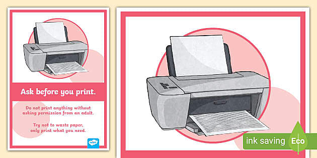 Computing Area Reminder Poster Ask Before You Print - Twinkl