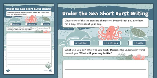 Under the Sea Short Burst Writing Template (Teacher-Made)