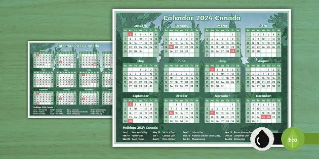 FREE Canadian Calendar 2024 (Teacher-Made) - Twinkl