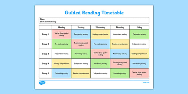 Guided Reading Schedule Template English Parents