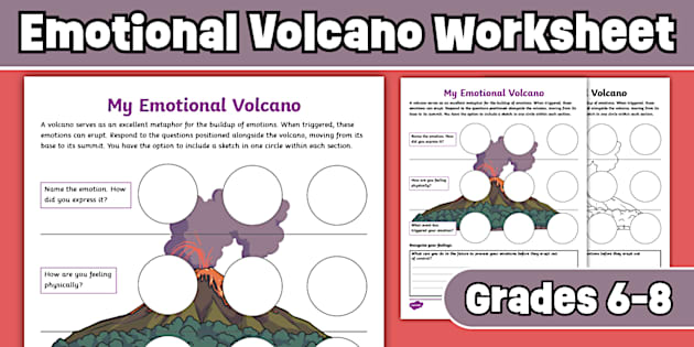 * NEW * Emotional Triggers Erupting Volcano Reflection Worksheet for 6th-8th Grade