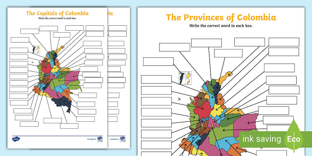 Map Of Colombia Worksheet Twinkl Colombia Twinkl