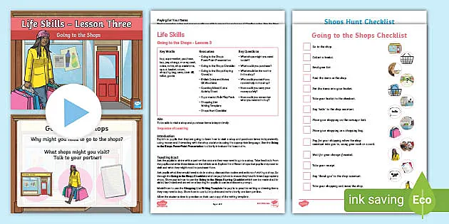 Life Skills Lesson 3 - Going to the Shops (teacher made)