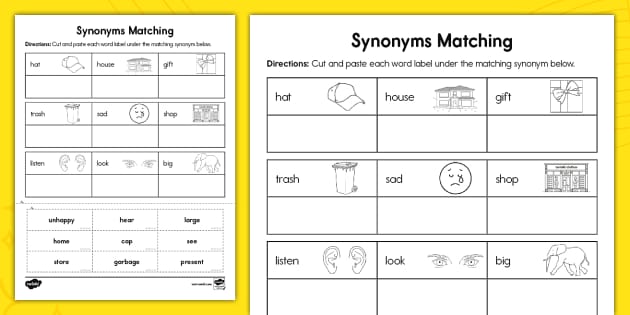 kindergarten-synonyms-matching-cut-and-paste-activity
