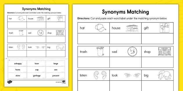 Synonym Activity - Printable Puzzle Center