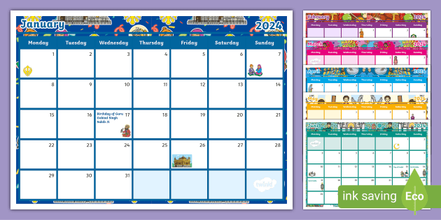 2023 - 2024 Academic Year Calendar (Teacher-Made) - Twinkl