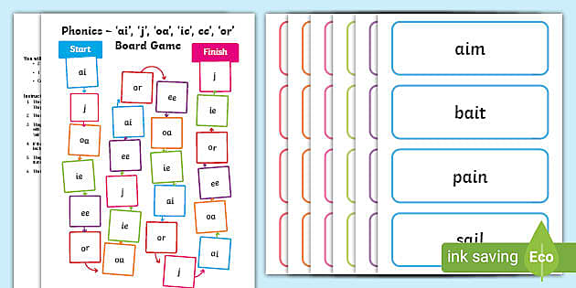 Phonics ‘ai ‘j ‘oa ‘ie ‘ee ‘or Board Game