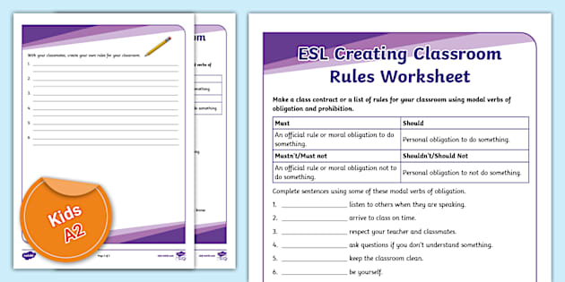 ESL Creating Classroom Rules [Kids, A2] - Twinkl