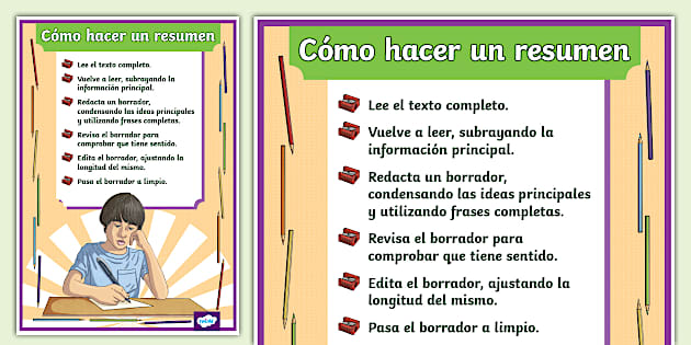 P ster C mo hacer un resumen teacher - Es Sl 1723722549 Poster Como Hacer Un Resumen Ver 1