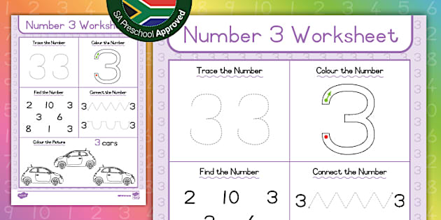 Preschool Numeracy: Number 3 Worksheet (teacher made)