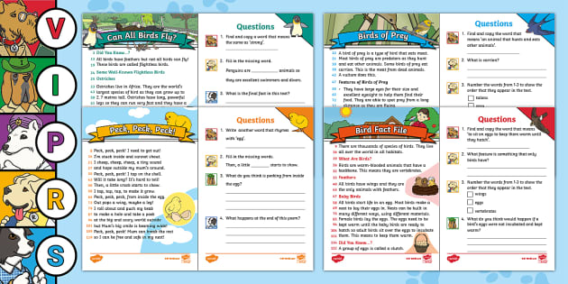 KS1 Brilliant Birds 60-Second Reads Activity Pack - Twinkl