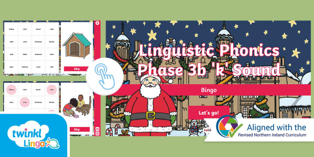 Linguistic Phonics Phase 3b 'k' Sound Bingo Game - Twinkl