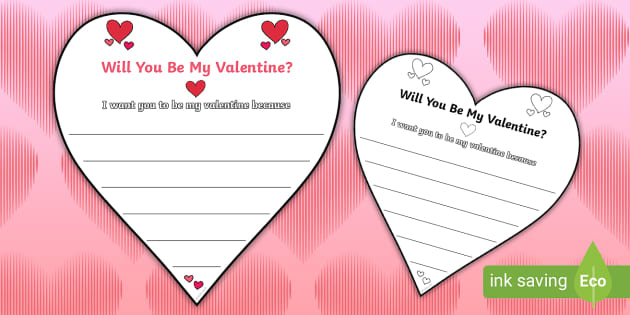 Will You Be My Valentine? Writing Template (teacher made)