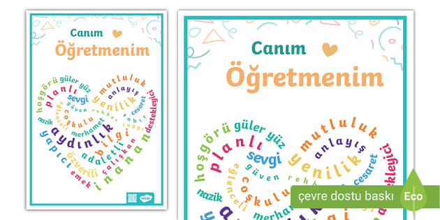 Canım Öğretmenim Kalpli Poster Teacher Made Twinkl